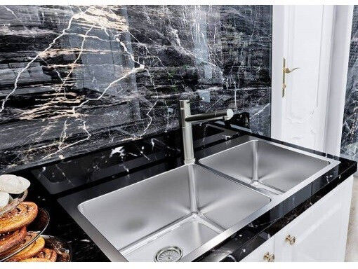 Asil Ένθετος Νεροχύτης Δεξιός Inox Σατινέ Μ86xΠ50cm Χρυσός