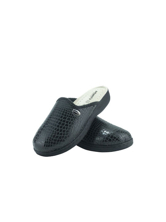 Adam's Shoes Anatomical Leather Women's Slippers in Black color