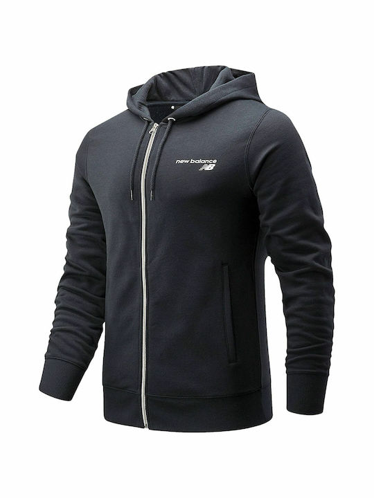 New Balance Men's Sweatshirt Jacket with Hood and Pockets Black