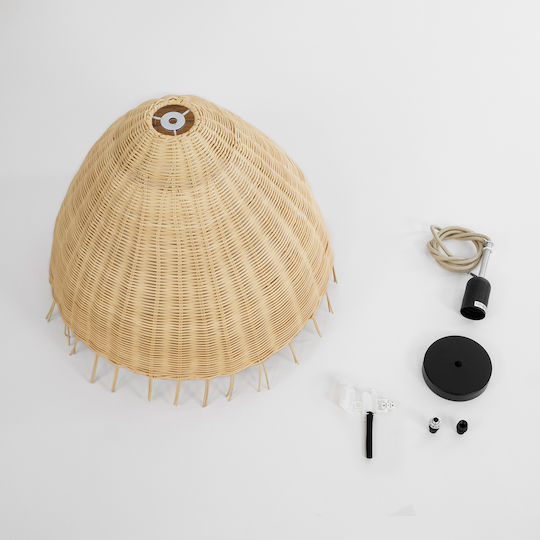 GloboStar Aquatic Pendant Light Beige Boho Grid with Socket E27 40x36cm