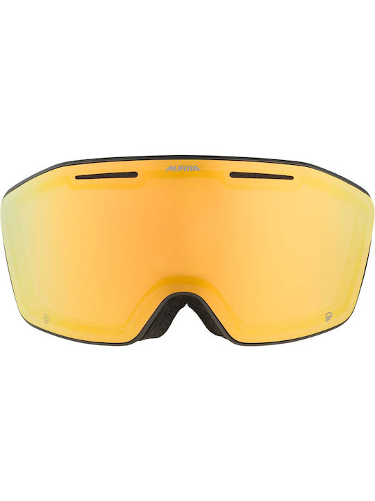 Alpina Q Quattroflex Ski- & Snowboardbrille Erwachsene Gelb mit Linse Spiegel in Schwarz Farbe