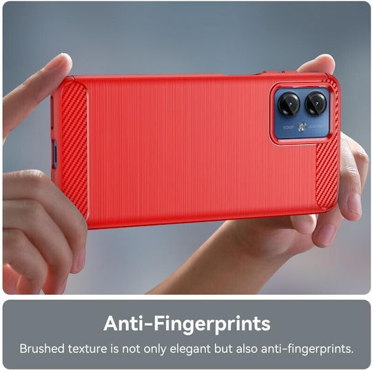 Brushed Carbon Back Cover Silicone Red (Moto G14)