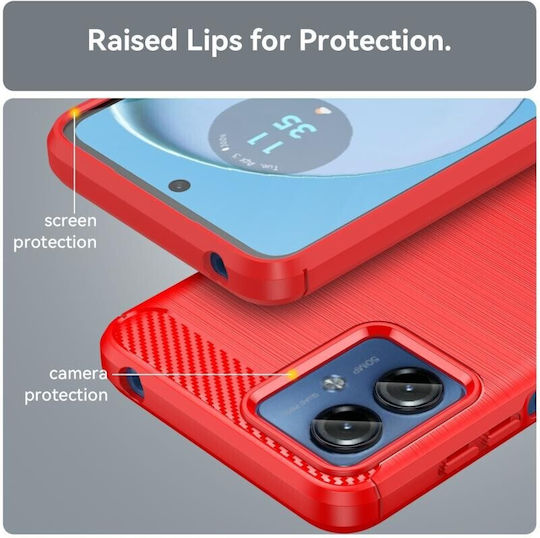 Brushed Carbon Back Cover Silicone Red (Moto G14)