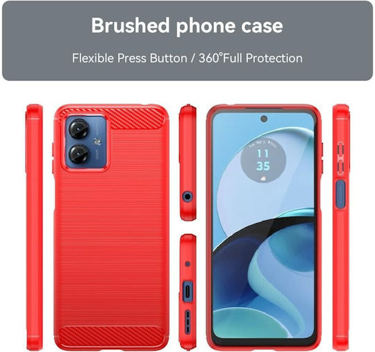 Brushed Carbon Back Cover Silicone Red (Moto G14)