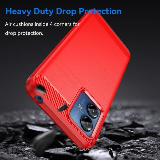 Brushed Carbon Back Cover Silicone Red (Moto G14)