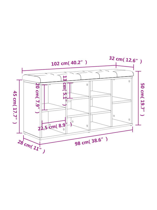 Mobilier de Intrare cu Dulap pentru Pantofi & Bancă Alb 102x32x50cm