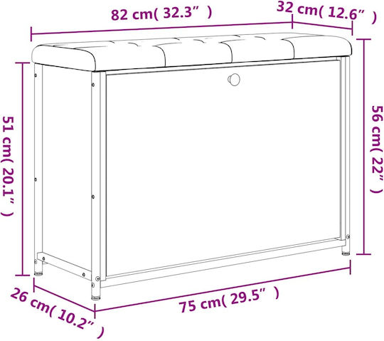 Entry Furniture with Shoe Rack & Bench Brown Oak 82x32x56cm