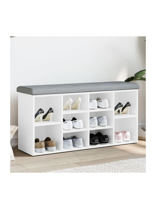 Mobilier de Intrare cu Dulap pentru Pantofi & Bancă Alb 102x32x50cm