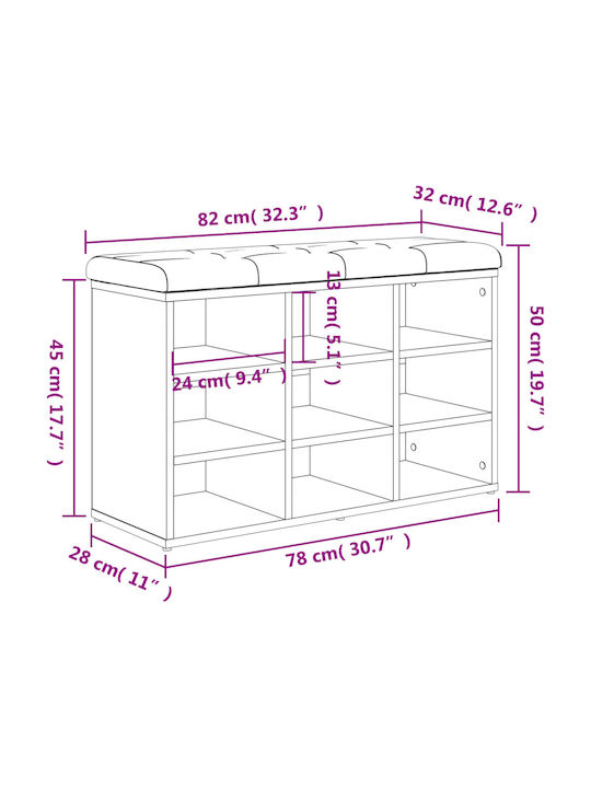 Entry Furniture with Shoe Rack & Bench Sonoma Oak 82x32x50cm