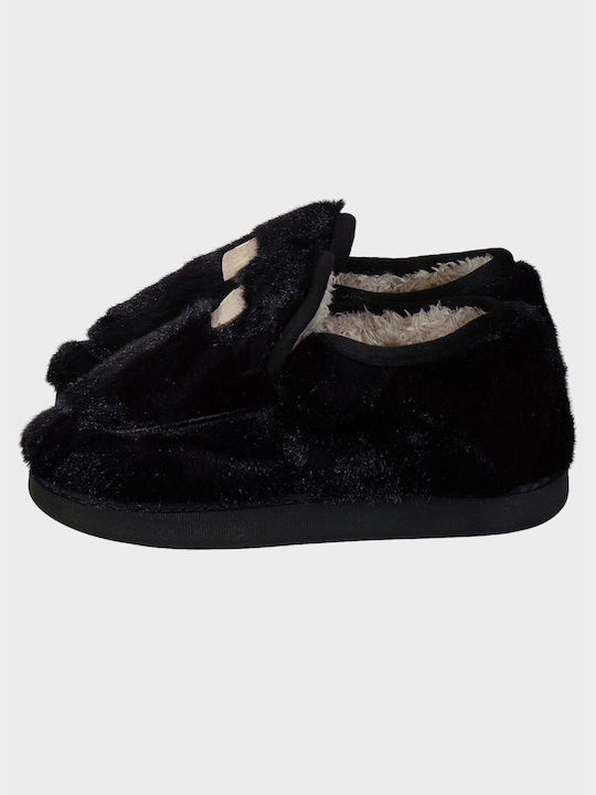 G Secret Closed Women's Slippers With fur in Black color