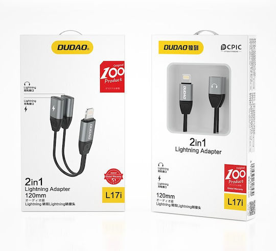 Dudao L17i Converter Lightning male to Lightning 2x female Gray 1pcs