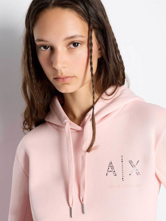 Armani Exchange Women's Long Hooded Sweatshirt Pink