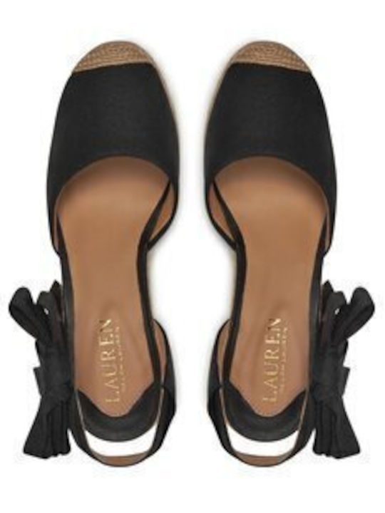 Platforme dama în stil espadrile Negre