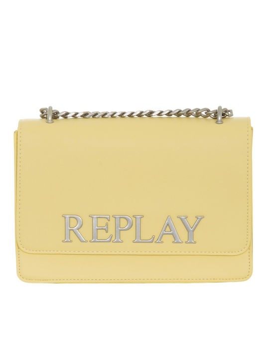 Replay Din piele Geantă de damă Crossbody Galbenă