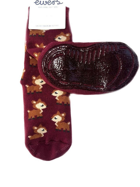 Ewers Long Kids' Slipper Socks Burgundy