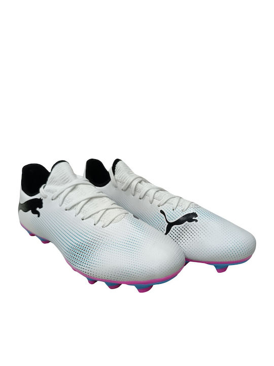 PUMA Future 7 Play Football Shoes with Cleats FG/AG White PUMA Future 7 Play Football Shoes with Cleats FG/AG White