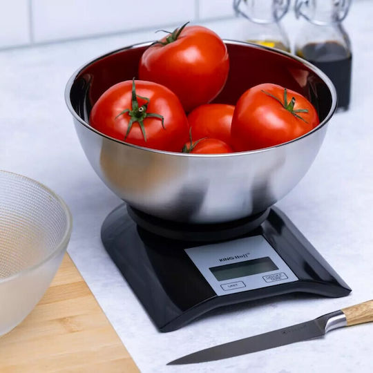 KING Hoff Ψηφιακή Ζυγαριά Κουζίνας με Κάδο έως 5kg Μαύρη