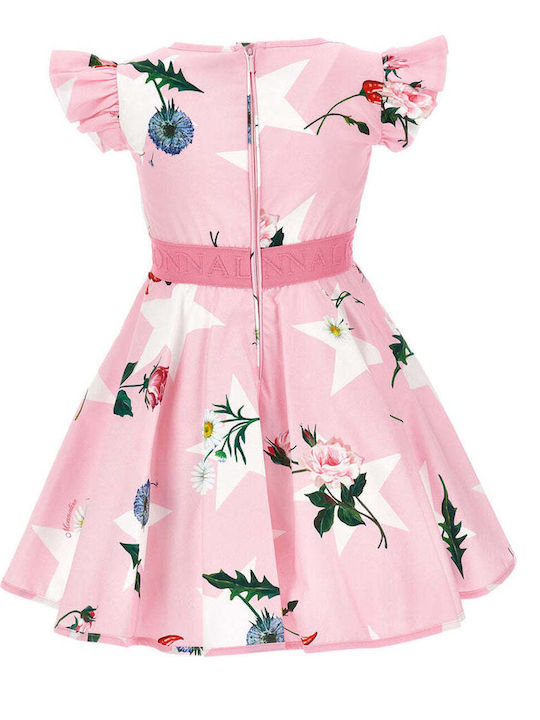 Monnalisa Mädchen Kleid Tüll Blumen Kurzärmelig Rosa