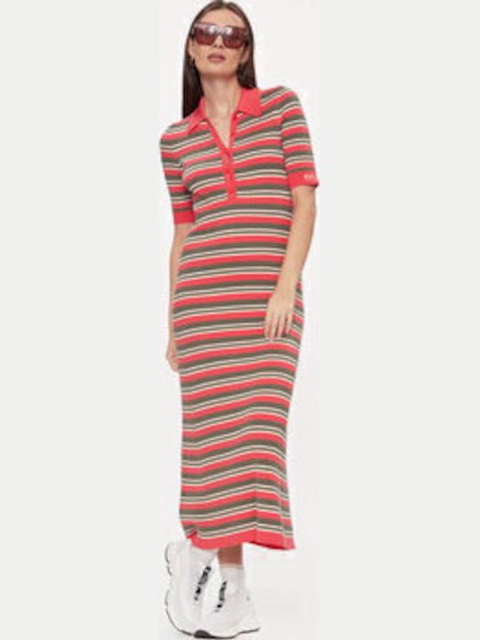Summer Midi Knitted Dress Red