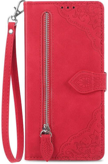 Embossed Flower Wallet Κόκκινο (Moto G14)