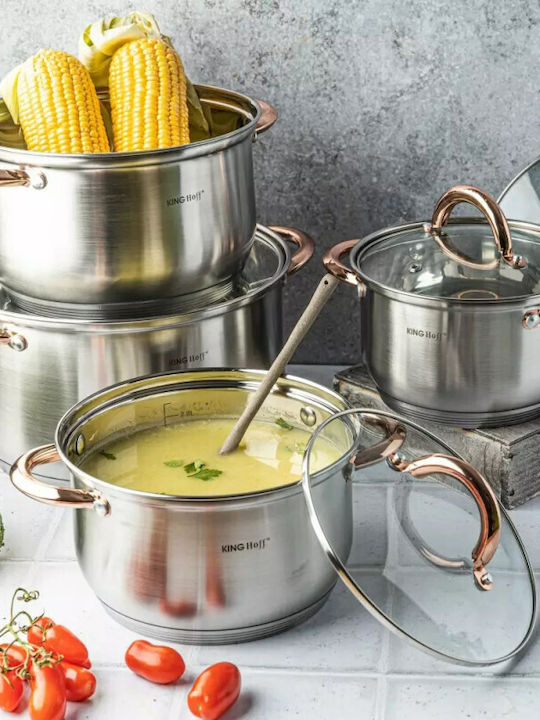 KING Hoff Pots Set of Stainless Steel with No Coating Inox / Copper 8pcs