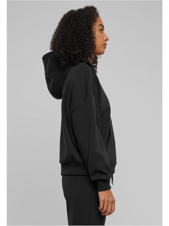 Long Women's Sweatshirt Hooded Black
