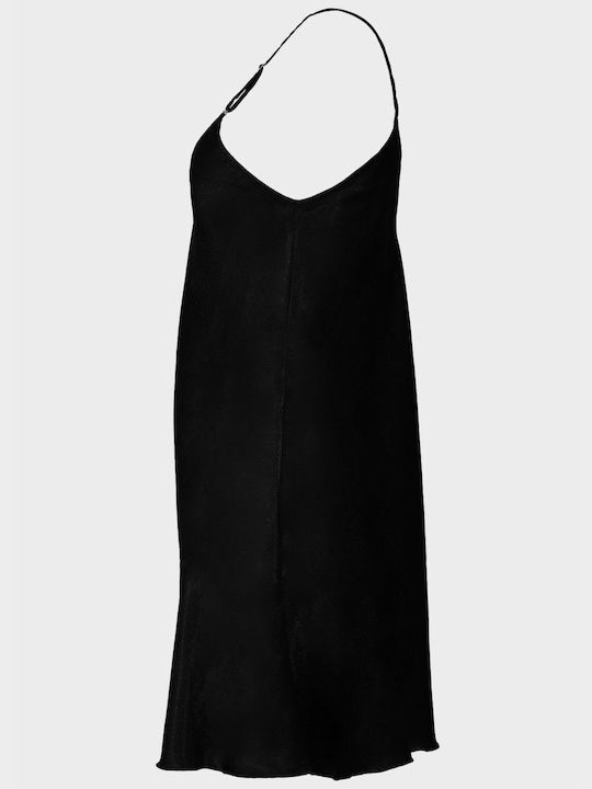 G Secret Winter Satin Women's Nightdress Black