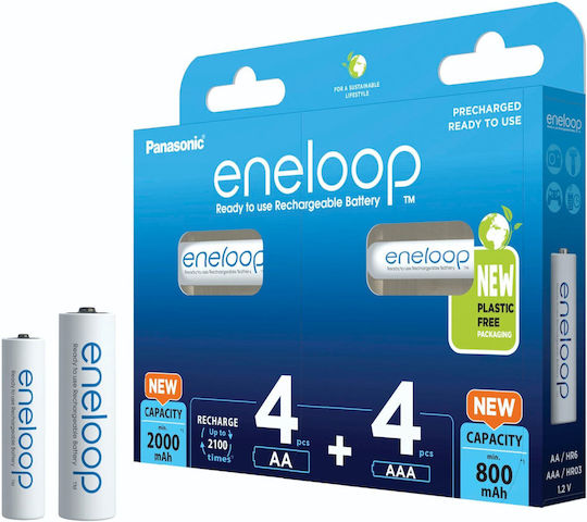 Panasonic Eneloop Combipack AA + AAA Επαναφορτιζόμενες Μπαταρίες Ni-MH 1.2V 8τμχ