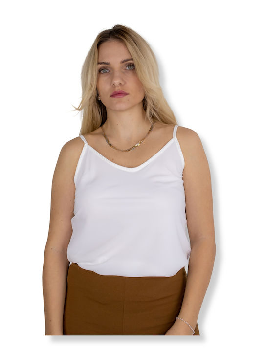 Voice Women's Blouse with Straps White