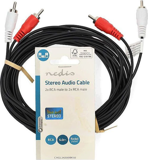 Nedis 5m 2x RCA male Cable (CAGL24200BK50)