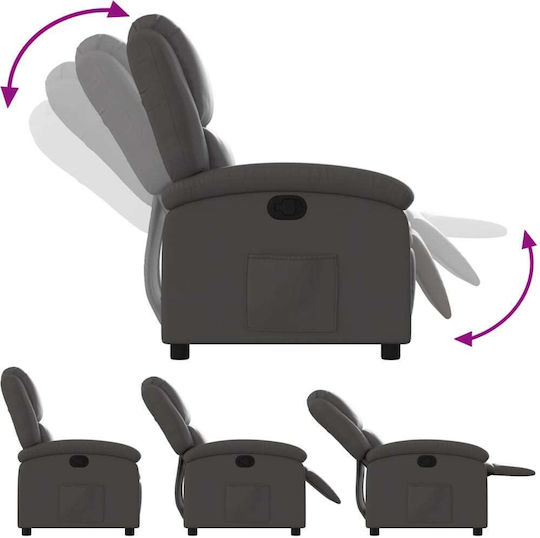 Relaxsessel mit Fußhocker aus echtem Leder Grey 71x86.5x99.5cm