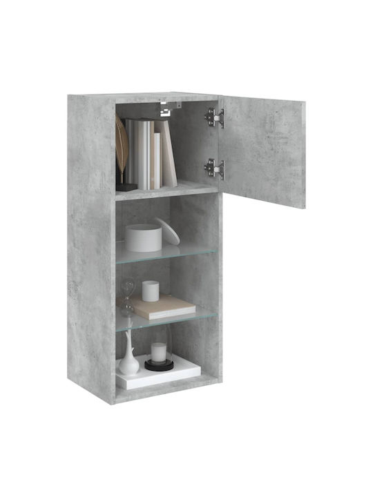 Wand Wohnzimmer Vitrine aus Spanplatte mit Glas & Beleuchtung Grey 40.5x30x90cm