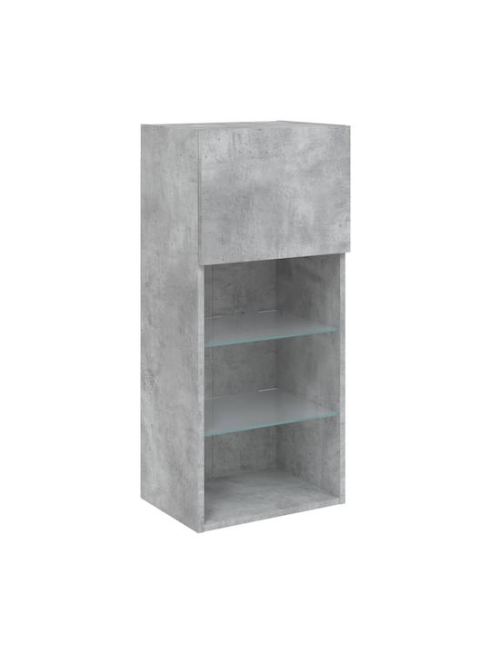 Wand Wohnzimmer Vitrine aus Spanplatte mit Glas & Beleuchtung Grey 40.5x30x90cm