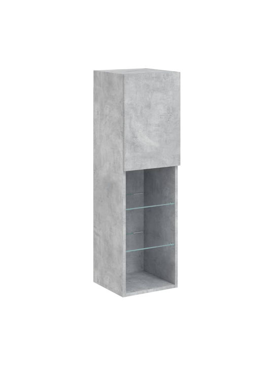 Wand Wohnzimmer Vitrine aus Spanplatte mit Glas & Beleuchtung Grey 30.5x30x102cm