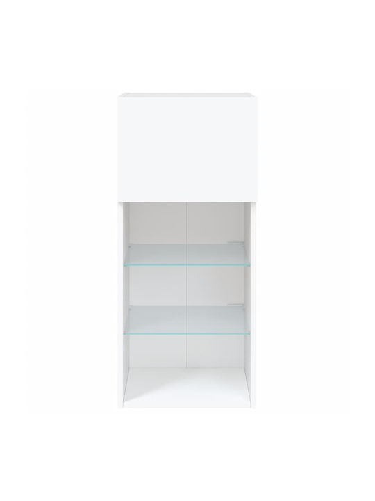 Wall Living Room Display Cabinet made of Particleboard with Glass & Lighting White 40.5x30x90cm