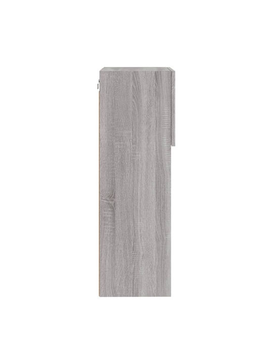 Wand Wohnzimmer Vitrine aus Spanplatte mit Glas & Beleuchtung Grey 40.5x30x90cm
