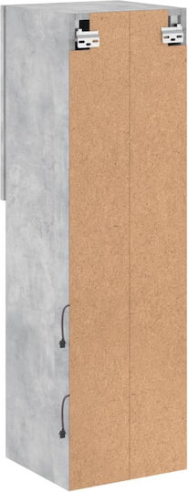 Wall Living Room Display Cabinet made of Particleboard with Glass & Lighting Grey 30.5x30x102cm