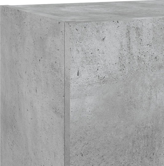 Wall Living Room Display Cabinet made of Particleboard with Glass & Lighting Grey 40.5x30x90cm