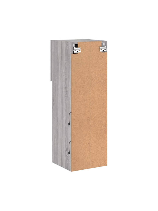 Wand Wohnzimmer Vitrine aus Spanplatte mit Glas & Beleuchtung Grey 30.5x30x90cm