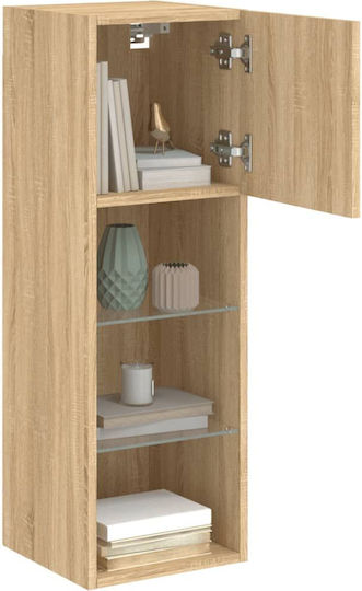 Hängeschrank Wohnzimmer aus Spanplatte mit Beleuchtung Braune 30.5x30x90cm