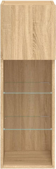 Hängeschrank Wohnzimmer aus Spanplatte mit Beleuchtung Braune 30.5x30x90cm