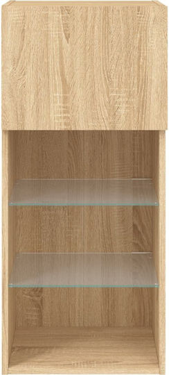Wall-Mounted Living Room Cabinet Made of Particle Board with Lighting Brown 40.5x30x90cm