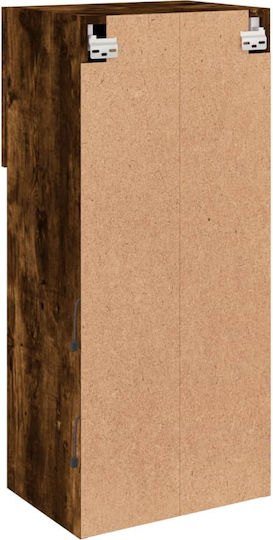 Wall-Mounted Living Room Cabinet made of Particle Board with Lighting Brown 40.5x30x90cm