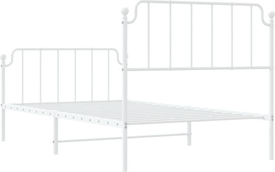 Halbgröße Metallbett Weiß mit Lattenrost für Matratze 107x203cm