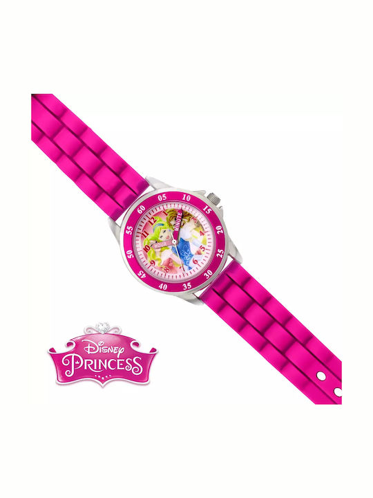 Disney Kinder-Analoguhr Princess mit Kautschuk/Plastikarmband Fuchsie