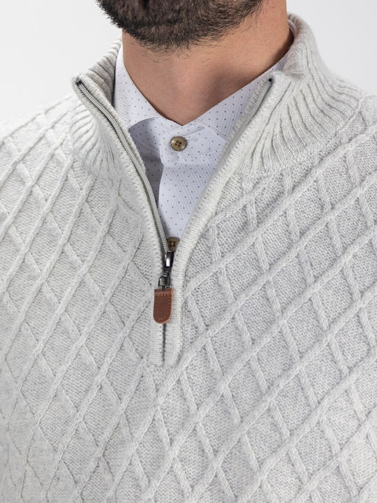 Machete Herren Langarm-Pullover Ausschnitt mit Reißverschluss Light Grey