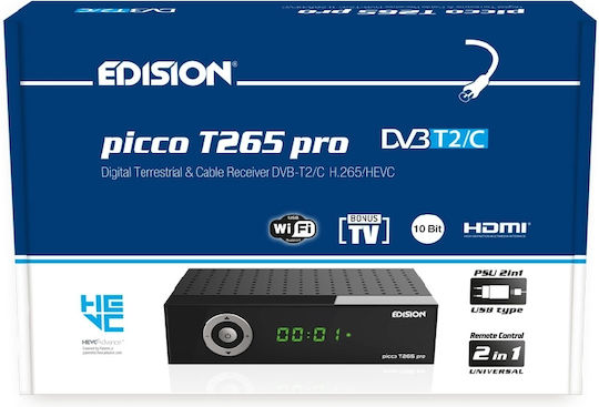 Edision Picco T265 Pro HD Ψηφιακός Δέκτης Mpeg-4 SD (480p) Σύνδεσεις SCART / HDMI / USB
