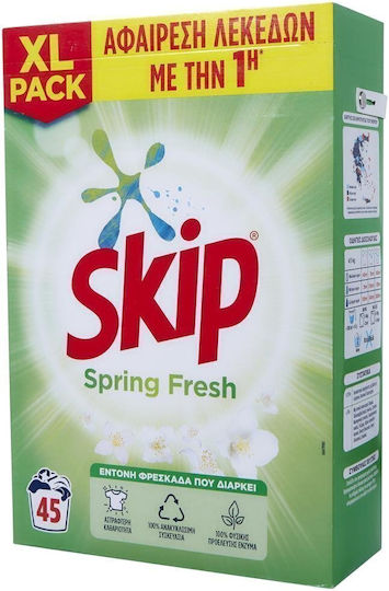 Skip Spring Fresh Απορρυπαντικό Ρούχων σε Σκόνη 3.15kg (45 Μεζούρες)