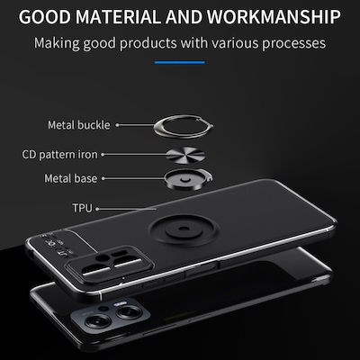 Xiaomi Poco X4 GT 5G OEM Magnetic Ring Kickstand / Inel magnetic / Inel magnetic / Suport TPU Caz negru / albastru