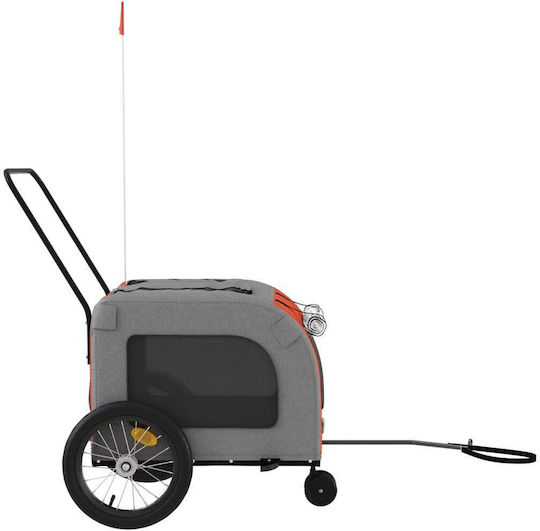 vidaXL Remorcă bicicletă pentru transport câine până la 45kg Portocaliu M121xL65xA63cm.